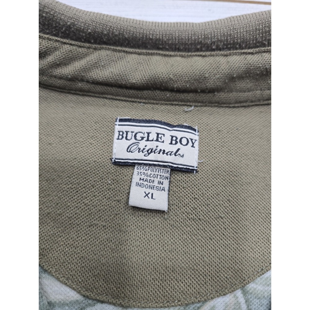 Vintage Bugle Boy Original Mens XL Green Tropical Floral Polo Shirt Short Sleeve - Picture 4 of 7